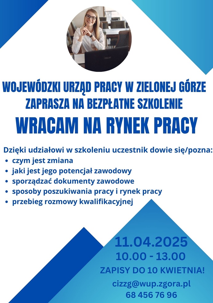 Zdjęcie artykułu Bezpłatne szkolenie "Wracam na rynek pracy"